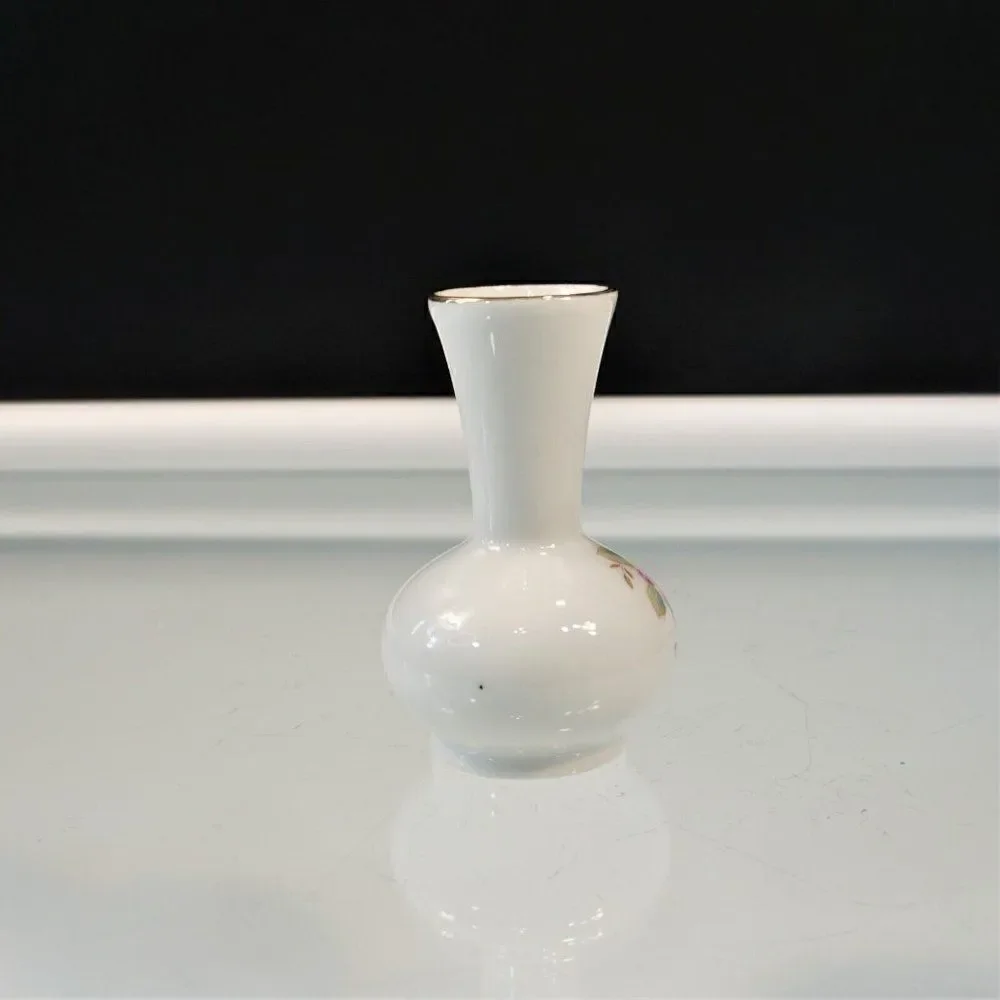 Decorative China Mini Vase with Pink Yellow Blue Flowers Porcelain Ceramic